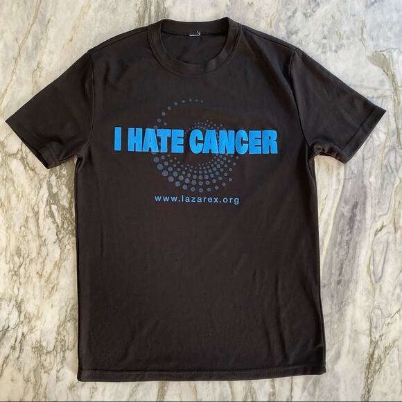 I HATE CANCER Unisex Athletic T-Shirt Top Black Size Small - Picture 1 of 4